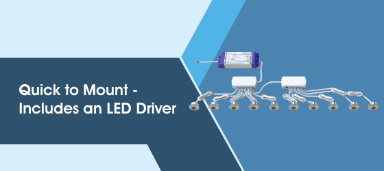 Pack of 10 LED Plinth Lights, 0.6w - Quick to Mount - Includes an LED Driver