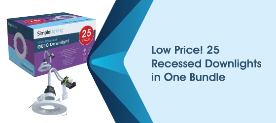 Pack of 25 White Downlights - Low Price! 25 Recessed Downlights in One Bundl
