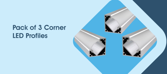 Pack of 3 Corner LED Profiles - Pack of 3 Corner LED Profiles