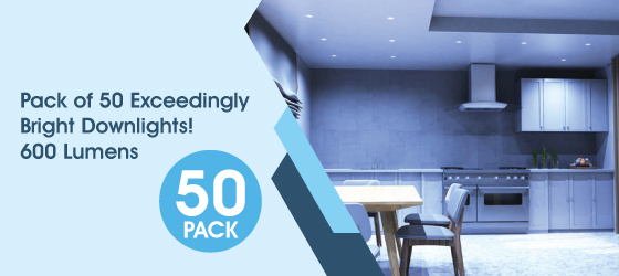 Pack of 50 6w White LED Downlight - Pack of 50 Exceedingly Bright Downlights! 600 Lumens