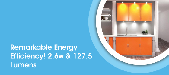 Pack of 5 LED Cabinet Lights - Remarkable Energy Efficiency! 2.6w & 127.5 Lumens
