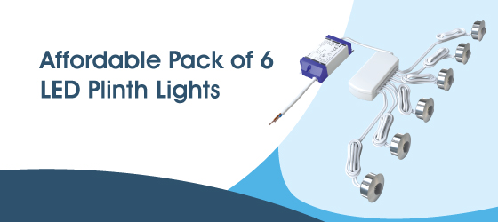 Pack of 6 LED Plinth Lights, 0.6w - Affordable Pack of 6 LED Plinth Lights