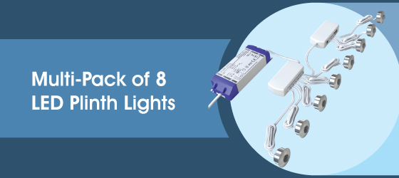 Pack of 8 LED Plinth Lights, 0.6w - Multi-Pack of 8 LED Plinth Lights