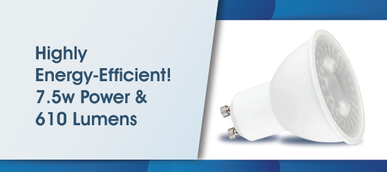 Pack of Ten 7.5w GU10 Bulbs - Highly Energy-Efficient! 7.5w Power & 610 Lumens