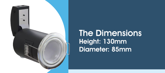 Polished Chrome Fire-rated LED Downlight - The Dimensions