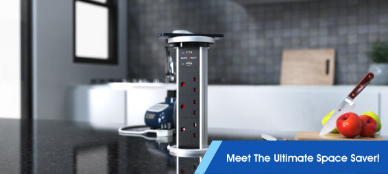 motorised pop up plug socket - meet the ultimate space saver