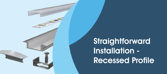 Shallow Recessed LED Profile, 2M - Straightforward Installation - Recessed Profile