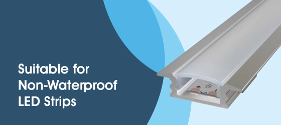 Shallow Recessed LED Profile, 2M - Suitable for Non-Waterproof LED Strips