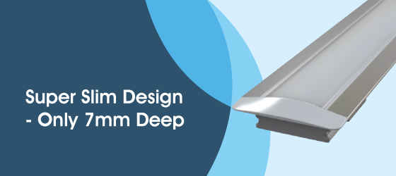 Shallow Recessed LED Profile, 2M - Super Slim Design - Only 7mm Deep