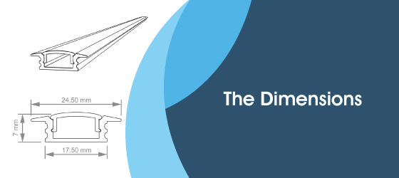 Shallow Recessed LED Profile, 2M - The Dimensions