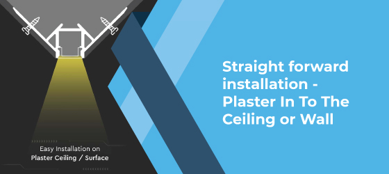 Silver recessed aluminium profile - Straight forward installation - Plaster In To The Ceiling or Wall