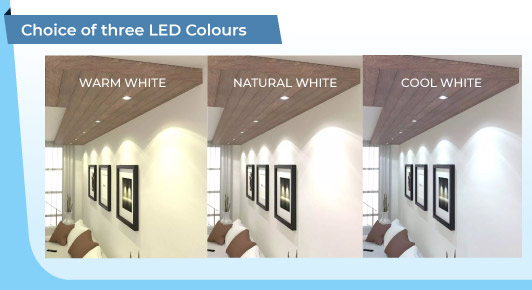 gu10 downlight - Choice of three LED Colours