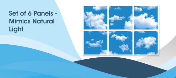 set of 6 3D sky panels - Set of 6 Panels - Mimics Natural Light