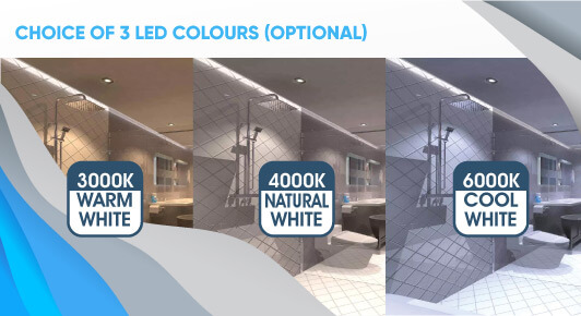 shower downlight - choice of three LED colours (optional)