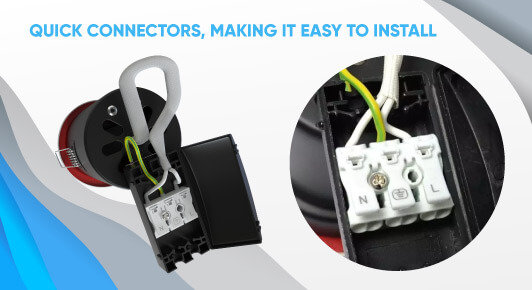 shower downlight - quick connectors, making it easy to install