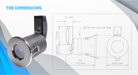 shower downlight - the dimensions